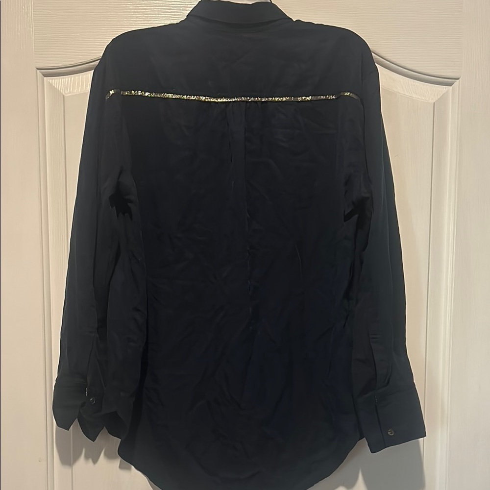Free People Navy Shirt with Gold Accents - Picture 9 of 9